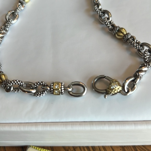 AuthenticJudithRipka Heart ChainStamped JR,TWO forVS2 RealDiamonds,18K Gold&.925 - Picture 3 of 9